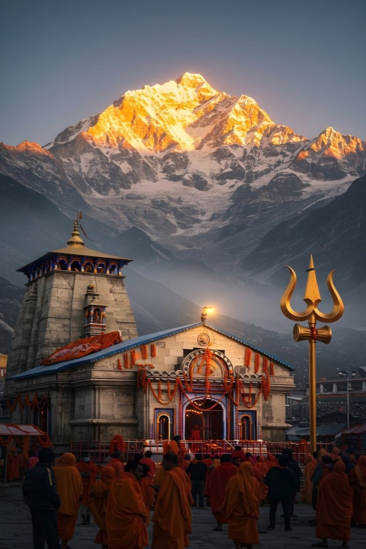 🕉️ Majestic Kedarnath Temple at Sunrise – A Divine Himalayan View